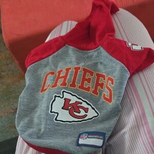 NFL Chiefs Dog Hoodie - Red and Gray